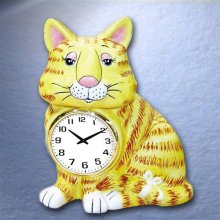 Gary Patterson 3-D Ceramic Cat Bank Clocks