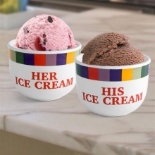 His & Hers Rainbow Ice Cream Bowl Set
