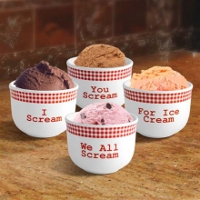 Red Gingham 4 Piece Ice Cream Bowl Set
