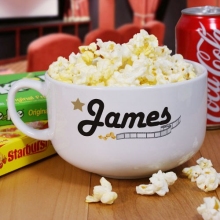 Personalized Ceramic Movie Night Popcorn Bowl with Handle