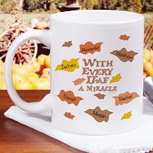 Every Leaf A Miracle Personalized Thanksgiving Coffee Mugs
