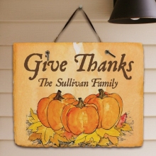 Give Thanks Personalized Thanksgiving Slate Plaques