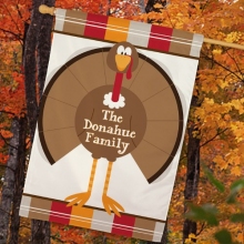 Personalized Thanksgiving Turkey Welcome House Flags